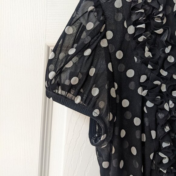 Black & White Polka Dot Short Sleeve Shirt Macy's INC International - Picture 4 of 6